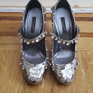D & G Silver embellished Mary Jean pumps